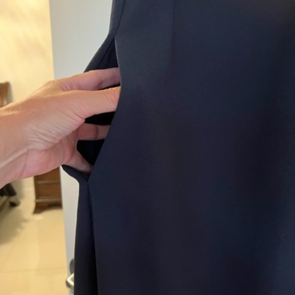 COS navy dress with drape neck and tie in back - Picture 3 of 4